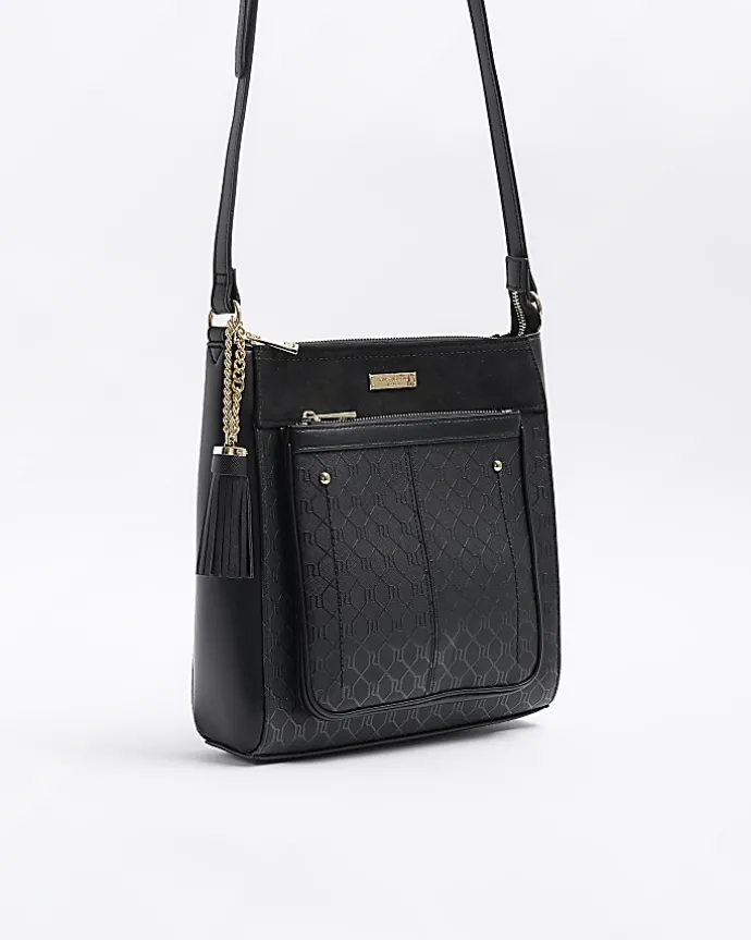 Black RI monogram messenger bag