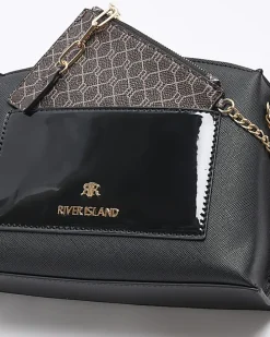 Black RI monogram pouch cross body bag