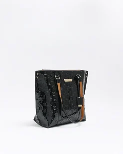 Black RI monogram shopper bag
