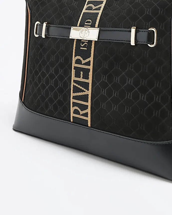 Black RI monogram webbing shoulder bag