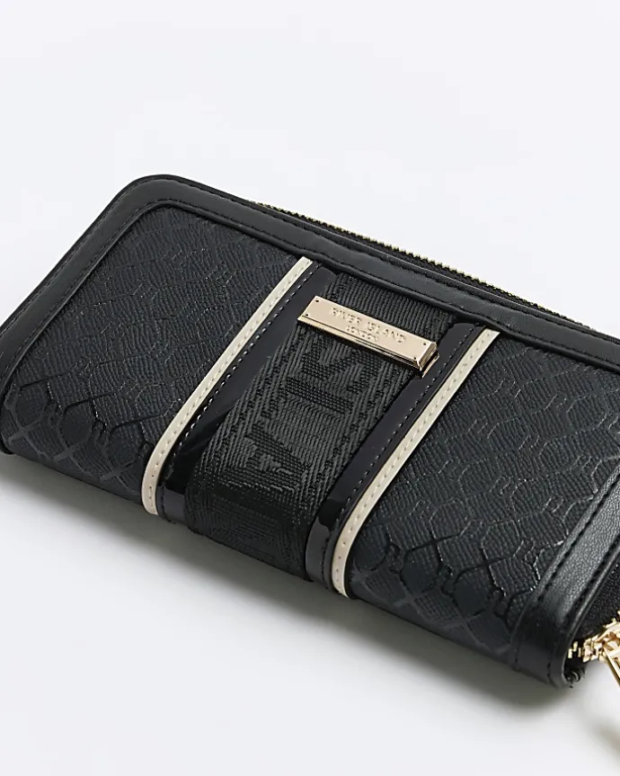 Black RI monogram webbing purse