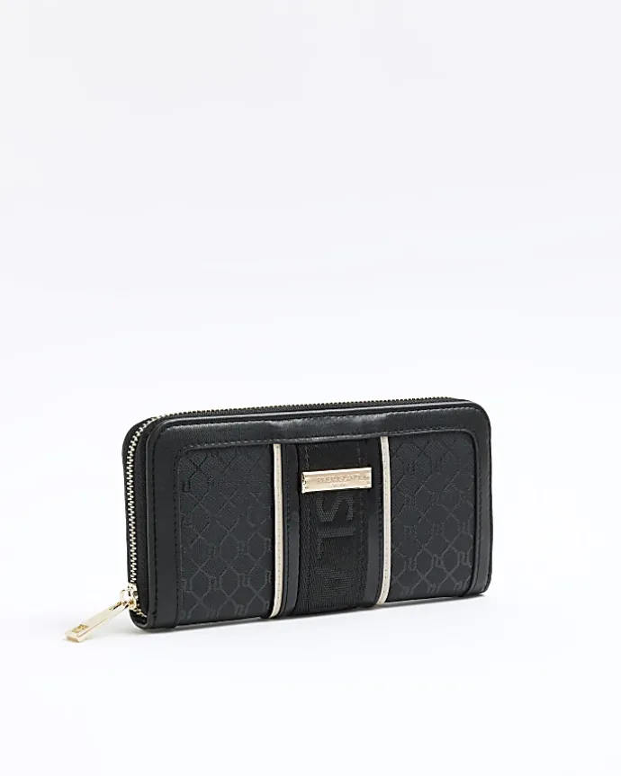 Black RI monogram webbing purse
