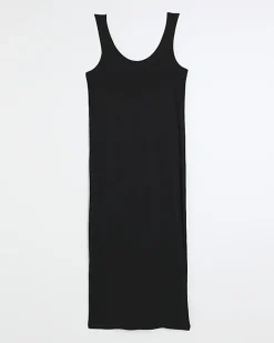 Black rib sleeveless bodycon maxi dress