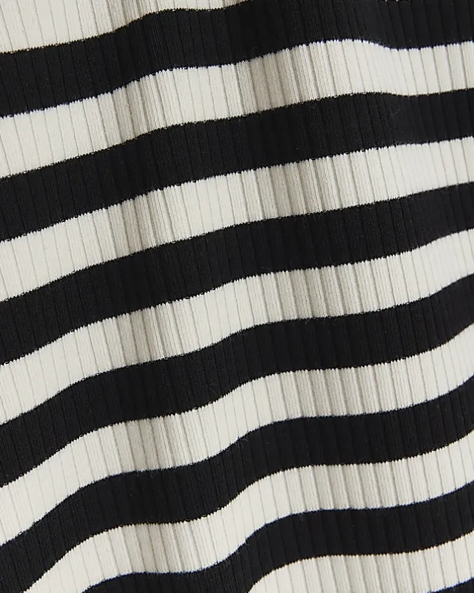 Black rib stripe bodycon midi dress