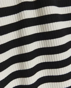 Black rib stripe bodycon midi dress