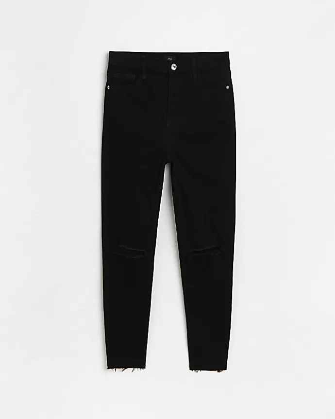 Black ripped high waisted skinny jeans