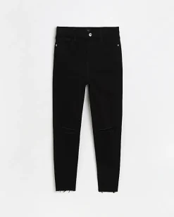 Black ripped high waisted skinny jeans