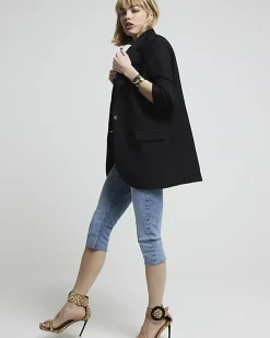 Black rolled sleeve blazer