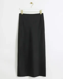Black satin maxi skirt