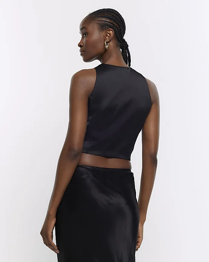 Black satin waistcoat