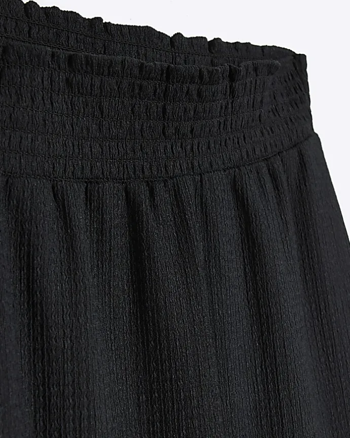 Black Shirred Waist Culottes