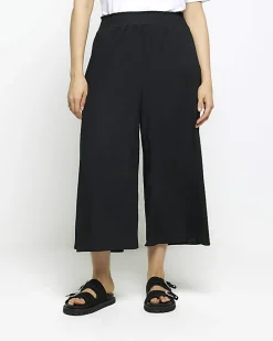 Black Shirred Waist Culottes