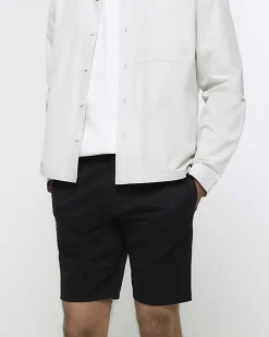 Black skinny fit chino short
