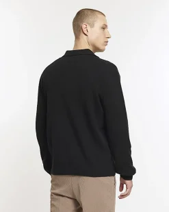 Black slim fit boucle knit cardigan