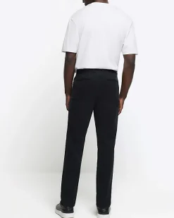 Black slim fit casual chino trousers