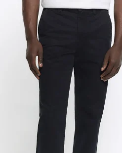 Black slim fit casual chino trousers