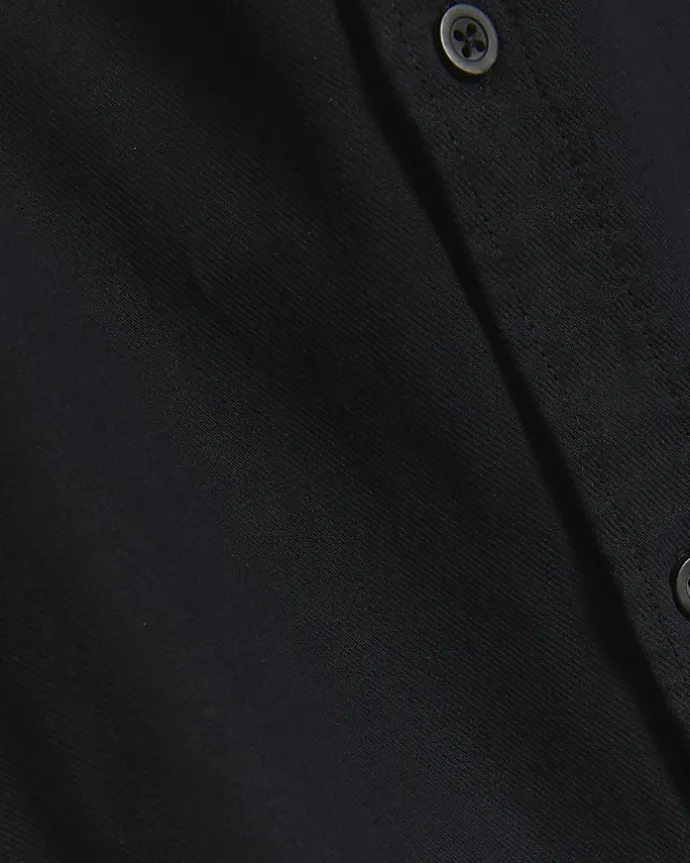 Black slim fit grandad collar shirt