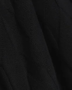 Black slim fit textured knit long sleeve polo