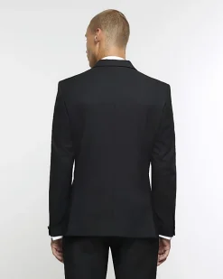 Black slim fit tuxedo suit jacket