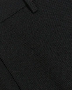 Black slim fit waffle textured trousers