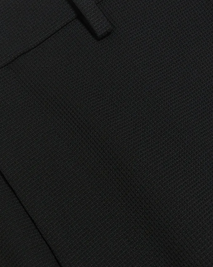 Black slim fit waffle textured trousers