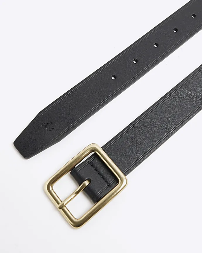 Black square buckle belt
