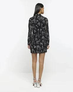 Black star embellishment bodycon mini dress