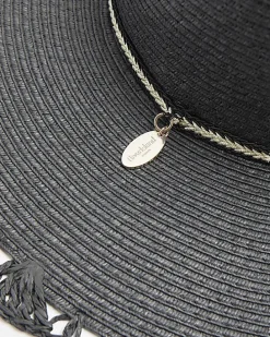 Black straw beaded hat