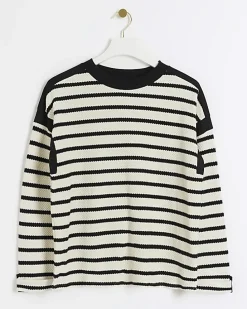 Black stripe long sleeve sweatshirt