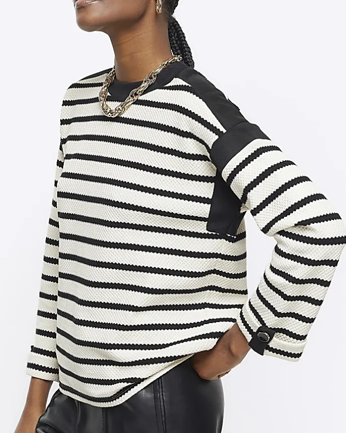 Black stripe long sleeve sweatshirt