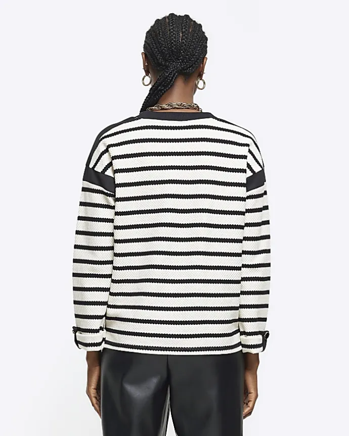 Black stripe long sleeve sweatshirt