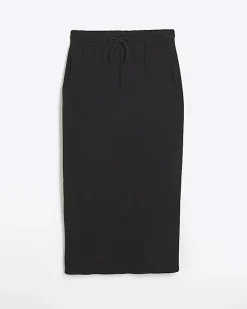 Black sweat midi skirt