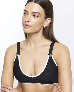 Black Textured Cami Bikini Top