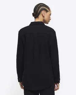Black textured long sleeve shirt