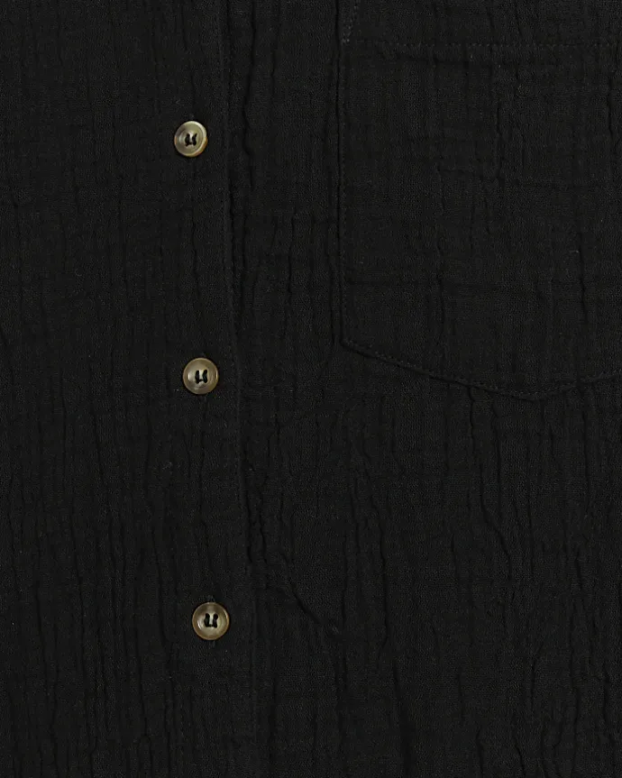 Black textured long sleeve shirt