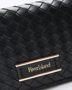 Black weave cross body bag