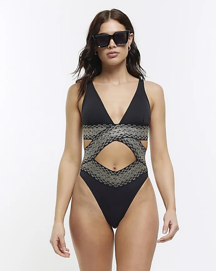 Black wrap swimsuit