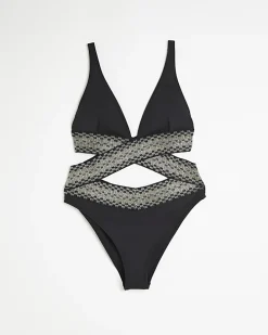 Black wrap swimsuit