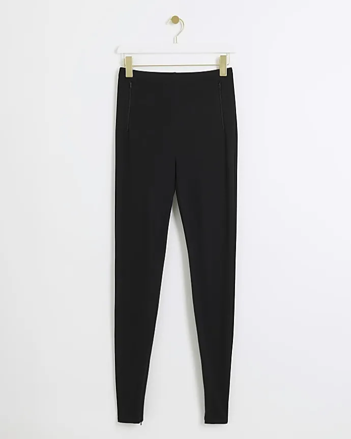 Black zip hem leggings