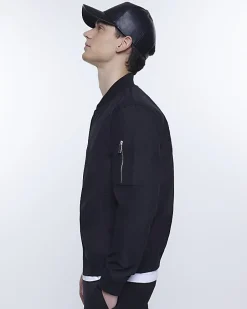 Black zip through bomber jacket