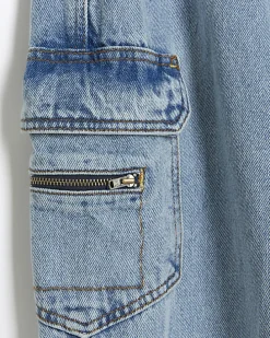 Blue cuffed cargo jeans