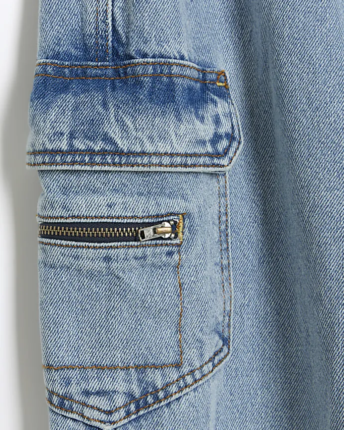 Blue cuffed cargo jeans