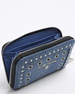 Blue denim studded purse