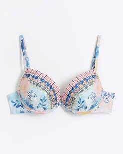 Blue diamante balconette bikini top