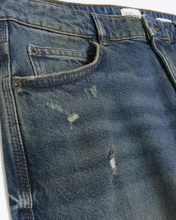 Blue faded tapered fit jeans