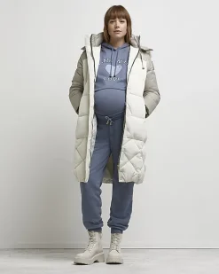 Blue graphic cropped maternity hoodie