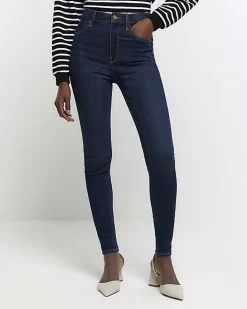 Blue high waist bum sculpt skinny jeans
