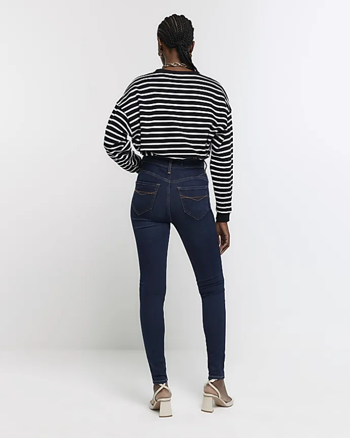 Blue high waist bum sculpt skinny jeans