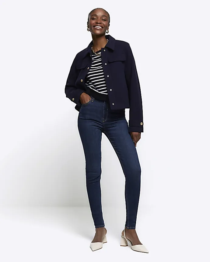 Blue high waist bum sculpt skinny jeans