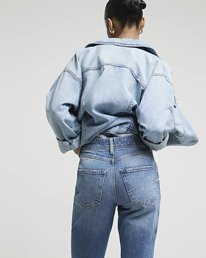 Blue high waisted bum sculpt mom jeans